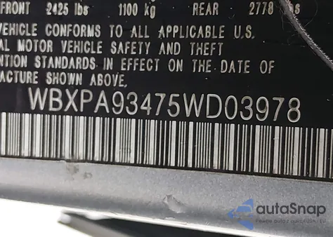 2005 BMW X3 3.0I из США, поврежденный, VIN WBXPA93475WD03978